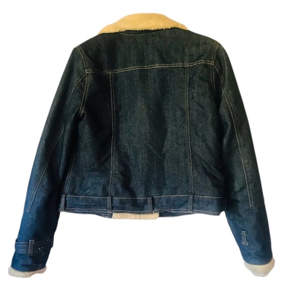 Forever 21 Denim Sherpa Lined Jean Jacket Size Junior Large - Picture 3 of 5